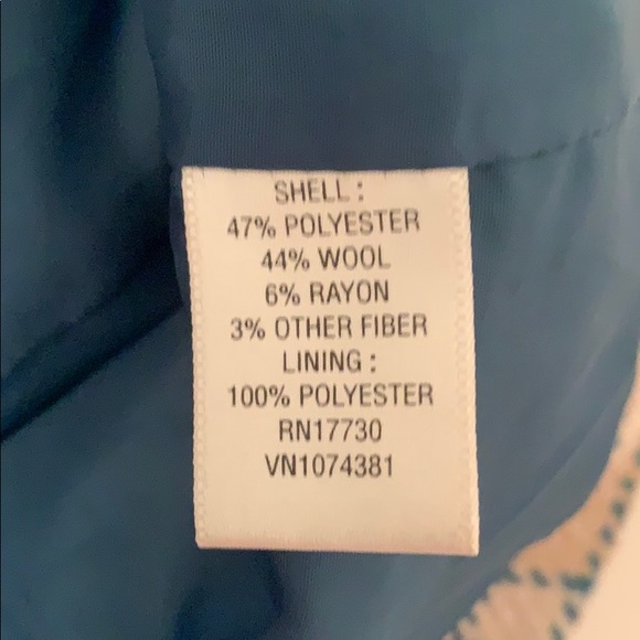 Merona Brown, Tan, Cream and Teal Cropped Pea Coat - Small - Picture 12 of 14